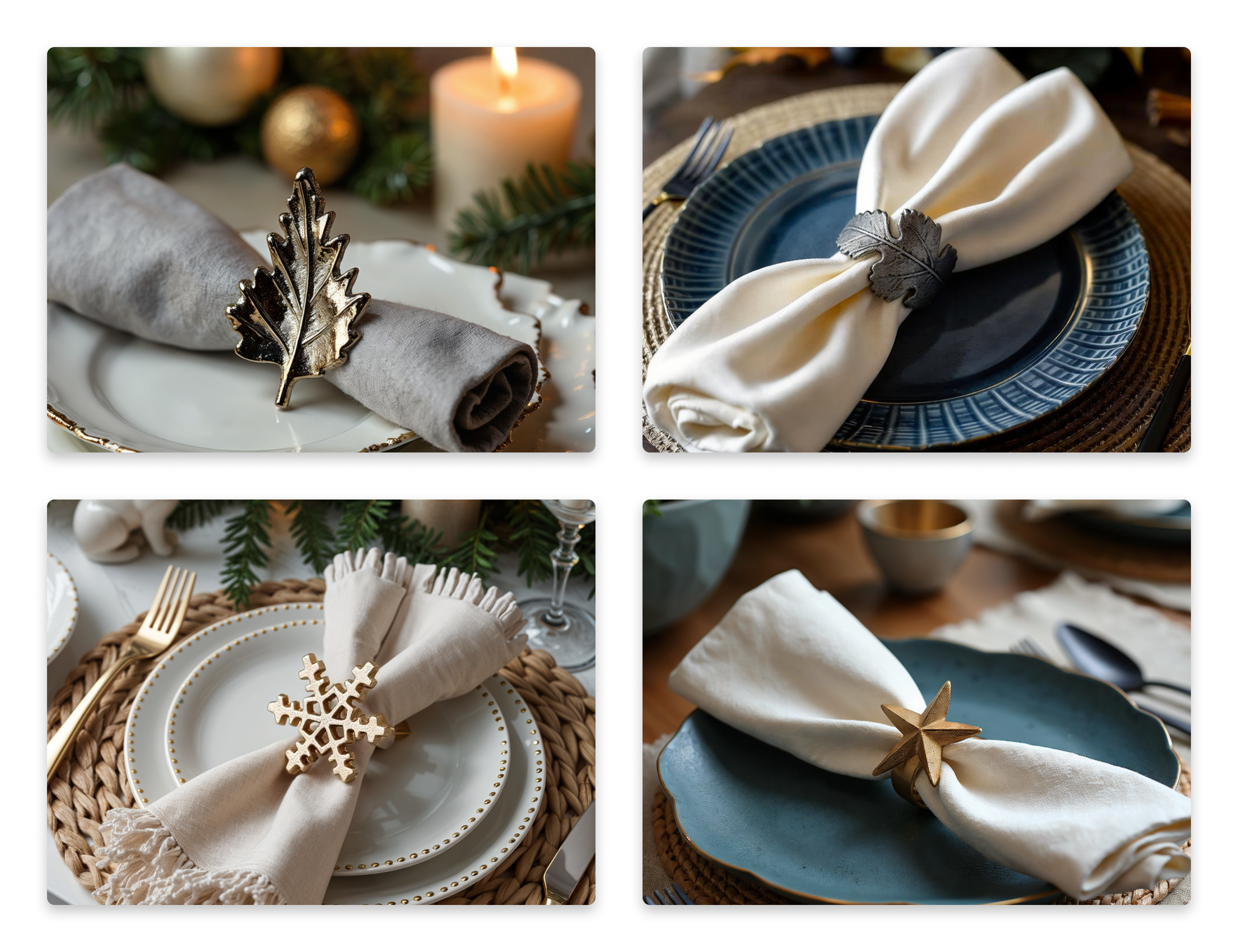 Pictures of final product (napkin ring lifestyle shots).